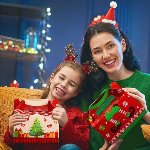 Faccito 18 قطعة ثلاثية الأبعاد من الورق المقوى لعيد الميلاد صناديق هدايا منزلية سترة قبيحة هدية لحفلات عيد الميلاد للهدايا، صناديق ورقية لحلوى Goodie Cookie مع مقابض للعطلات (سترة قبيحة) in Kuwait