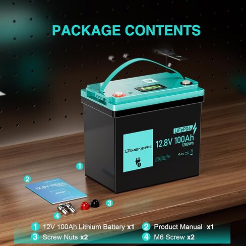 بطارية LiFePO4 12 فولت 100 أمبير (المجموعة 24)، بطارية ليثيوم ذات دورة عميقة تصل إلى 15000 أمبير مدمجة 100 أمبير BMS مع حماية منخفضة لدرجة الحرارة، 12 فولت بحد أقصى 1280 وات في الساعة لمحرك الصيد والبحرية والقارب والمركبات الترفيهية in Kuwait