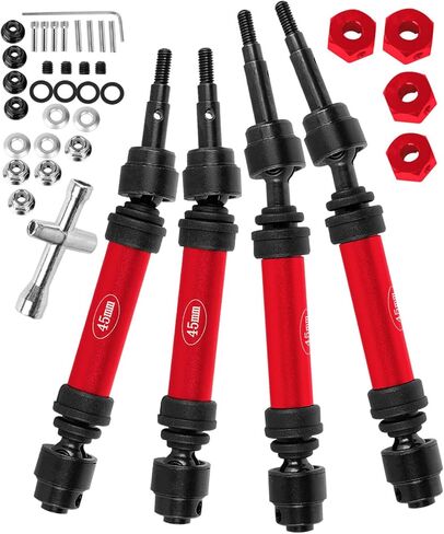 RC #45 Steel Front Rear Driveshaft/Drive Shaft Upgrades Part for 1/10 Slash,Rustler,Stampede,Jat0 4WD 4X4 VXL,F0rd F15O Rapt0r R 4WD,CVD Axles with Hex(#9051#9052) Red in Saudi Arabia
