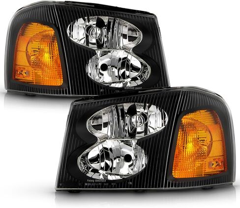ACANII - For 2002-2009 GMC Envoy 02-06 XL 04-05 XUV Black Housing Headlights Headlamps Replacement Driver & Passenger in Saudi Arabia