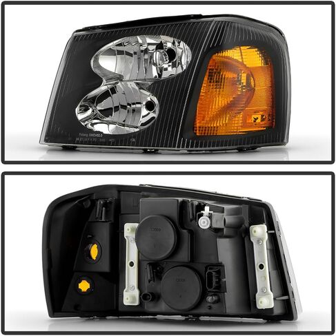 ACANII - For 2002-2009 GMC Envoy 02-06 XL 04-05 XUV Black Housing Headlights Headlamps Replacement Driver & Passenger in Saudi Arabia