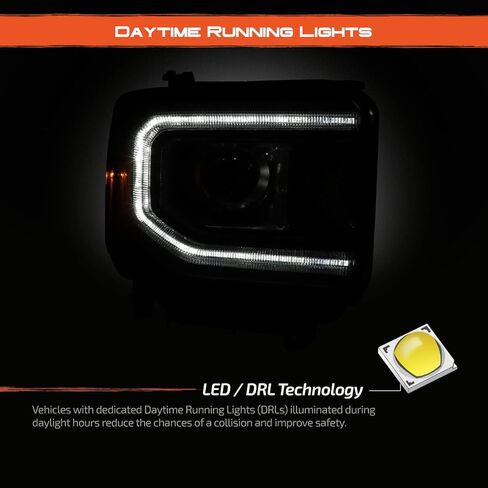AKKON - Fit 2016-2019 GMC Sierra [HID/Xenon Model] w/LED DRL Projector Headlights Lamps OE Style Right Passenger in Saudi Arabia