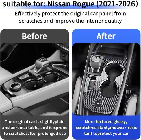 Car Center Console Gear Shift Panel Trim Cover Only for 2021-2026 Nissan Rogue SV/Rock Creek/SL/Platinum [Not for Nissan Rogue S] Auto Interior Decorations Accessories Carbon Fiber Style Kit in Saudi Arabia