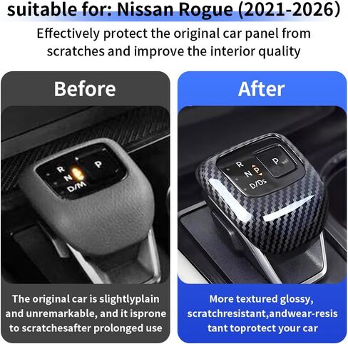 Car Center Console Gear Shift Panel Trim Cover Only for 2021-2026 Nissan Rogue SV/Rock Creek/SL/Platinum [Not for Nissan Rogue S] Auto Interior Decorations Accessories Carbon Fiber Style Kit in Saudi Arabia