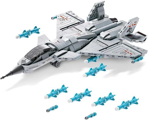 J-15 Fighter Jet Building Kit, 577PCS Military Aircraft Model for Boys 8–12, Army Airplane Toy with Foldable Wings & Tail, Clear Cockpit, Dual-Engine Jet, STEM Construction Blocks for Teens & Adult in Saudi Arabia