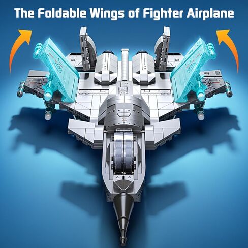 J-15 Fighter Jet Building Kit, 577PCS Military Aircraft Model for Boys 8–12, Army Airplane Toy with Foldable Wings & Tail, Clear Cockpit, Dual-Engine Jet, STEM Construction Blocks for Teens & Adult in Saudi Arabia