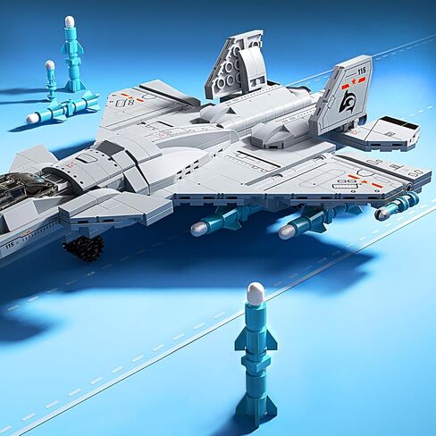 J-15 Fighter Jet Building Kit, 577PCS Military Aircraft Model for Boys 8–12, Army Airplane Toy with Foldable Wings & Tail, Clear Cockpit, Dual-Engine Jet, STEM Construction Blocks for Teens & Adult in Saudi Arabia
