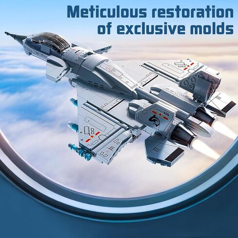 J-15 Fighter Jet Building Kit, 577PCS Military Aircraft Model for Boys 8–12, Army Airplane Toy with Foldable Wings & Tail, Clear Cockpit, Dual-Engine Jet, STEM Construction Blocks for Teens & Adult in Saudi Arabia