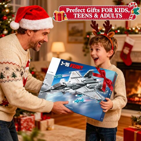J-15 Fighter Jet Building Kit, 577PCS Military Aircraft Model for Boys 8–12, Army Airplane Toy with Foldable Wings & Tail, Clear Cockpit, Dual-Engine Jet, STEM Construction Blocks for Teens & Adult in Saudi Arabia