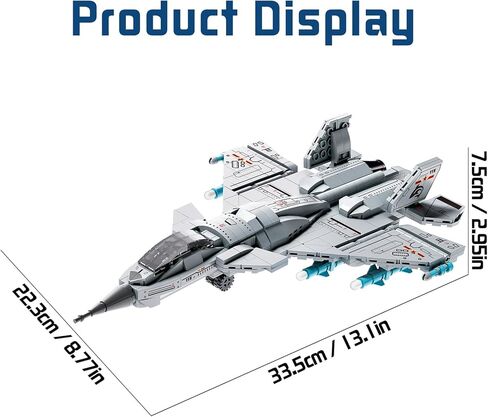 J-15 Fighter Jet Building Kit, 577PCS Military Aircraft Model for Boys 8–12, Army Airplane Toy with Foldable Wings & Tail, Clear Cockpit, Dual-Engine Jet, STEM Construction Blocks for Teens & Adult in Saudi Arabia