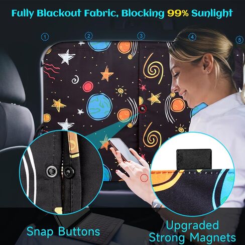 Car Window Shades, 2 Pack Magnetic Car Sun Shade for Kids, Double Layers for Blackout/See Through Options Black Side Windows Curtain for Heat/UV Protection in Saudi Arabia