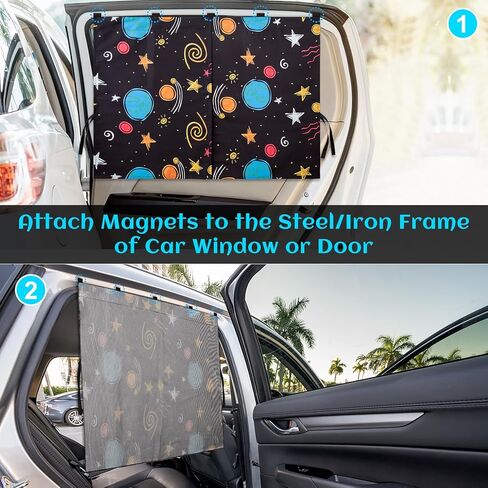 Car Window Shades, 2 Pack Magnetic Car Sun Shade for Kids, Double Layers for Blackout/See Through Options Black Side Windows Curtain for Heat/UV Protection in Saudi Arabia