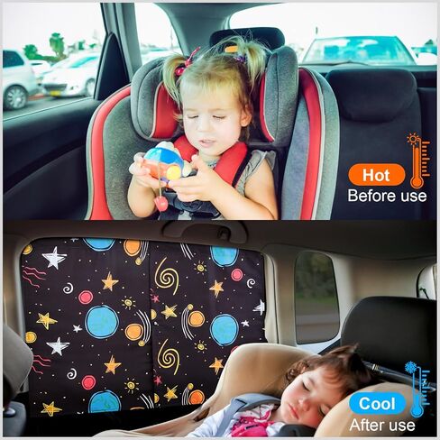Car Window Shades, 2 Pack Magnetic Car Sun Shade for Kids, Double Layers for Blackout/See Through Options Black Side Windows Curtain for Heat/UV Protection in Saudi Arabia