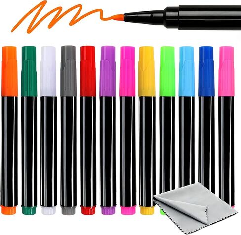 12-Color Neon Markers for LED Note Board, Erasable Marker Pens Compatible With LED Writing Board Acrylic Message Board Light Up Drawing Board Dry Erase Board Doodle Book in Saudi Arabia