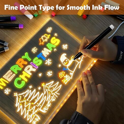12-Color Neon Markers for LED Note Board, Erasable Marker Pens Compatible With LED Writing Board Acrylic Message Board Light Up Drawing Board Dry Erase Board Doodle Book in Saudi Arabia