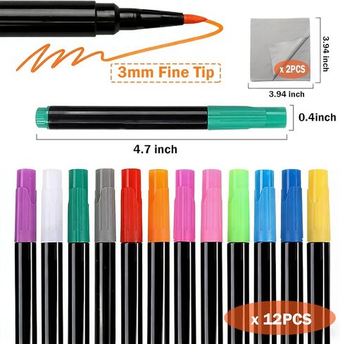 12-Color Neon Markers for LED Note Board, Erasable Marker Pens Compatible With LED Writing Board Acrylic Message Board Light Up Drawing Board Dry Erase Board Doodle Book in Saudi Arabia