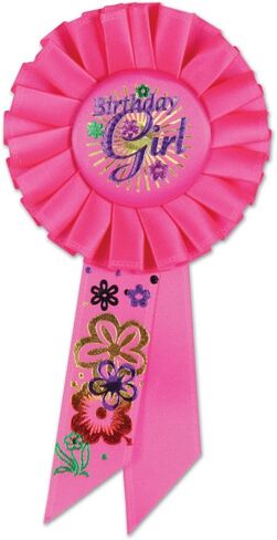 Beistle Pack of 6 Pink Birthday Girl Party Celebration Rosette Ribbons 6.5" in Saudi Arabia