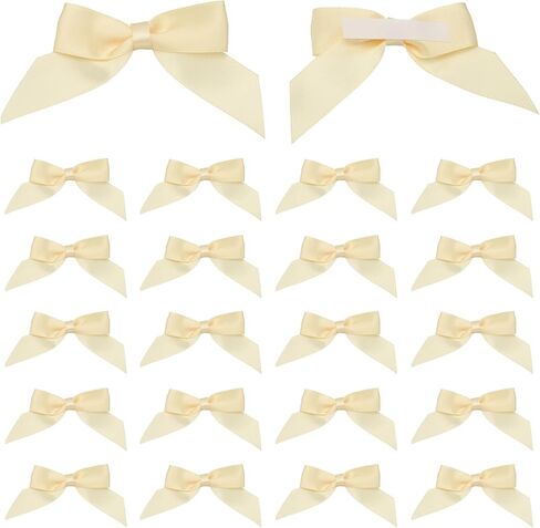 uxcell 25 Pcs Satin Ribbon Bows, 2.5" Self Adhesive Satin Bows Premade Craft Bow with Double-Sided Tape for Gift Wrapping Making Crafts Birthday Party Wedding Decorations, Red in Saudi Arabia