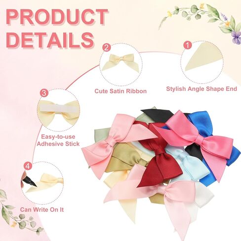 uxcell 25 Pcs Satin Ribbon Bows, 2.5" Self Adhesive Satin Bows Premade Craft Bow with Double-Sided Tape for Gift Wrapping Making Crafts Birthday Party Wedding Decorations, Red in Saudi Arabia
