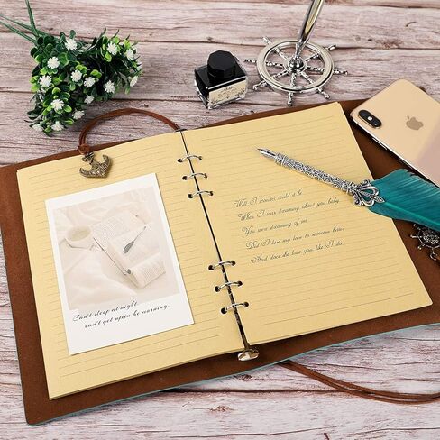 A6 PU Leather Binder Budget 6 Ring Notebook Cover Planner Travel Journal, Refillable with Lined Pages and 5 Dividers(A6-Lake Blue) in Saudi Arabia