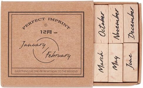 MAYJOYDIY 12Pcs Month Wood Rubber Stamps, Multipurpose Craft Stamp Kit Wood Seal English Month Scrapbook Seal for Letters Diary DIY Craft Journaling Supplies in Saudi Arabia