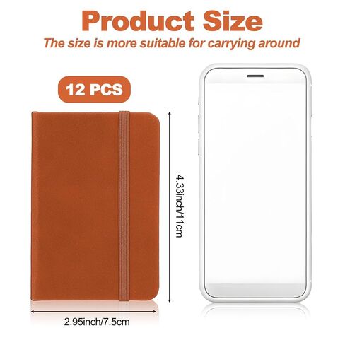 AojSup 12 Pcs Hardcover Leather Pocket Notebook 4.3 x 3 Inch Small Notebook Hardcover Mini Notepad Tiny Lined Journal for Office Home School Writing Supplies (Black, Brown, Blue) in Saudi Arabia