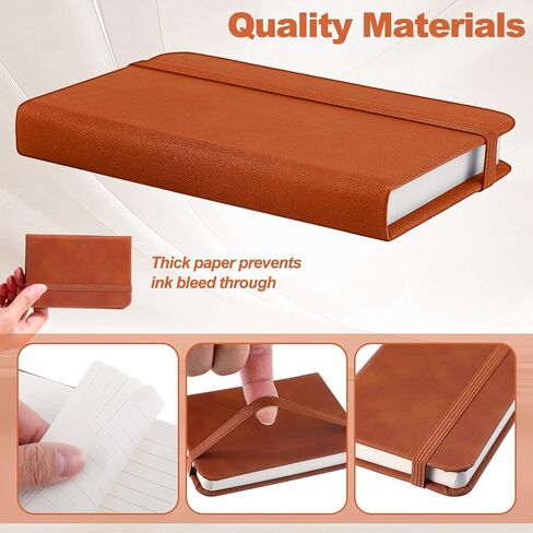 AojSup 12 Pcs Hardcover Leather Pocket Notebook 4.3 x 3 Inch Small Notebook Hardcover Mini Notepad Tiny Lined Journal for Office Home School Writing Supplies (Black, Brown, Blue) in Saudi Arabia