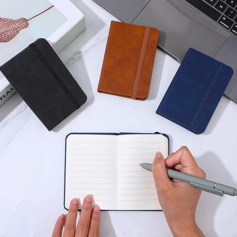 AojSup 12 Pcs Hardcover Leather Pocket Notebook 4.3 x 3 Inch Small Notebook Hardcover Mini Notepad Tiny Lined Journal for Office Home School Writing Supplies (Black, Brown, Blue) in Saudi Arabia