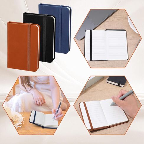 AojSup 12 Pcs Hardcover Leather Pocket Notebook 4.3 x 3 Inch Small Notebook Hardcover Mini Notepad Tiny Lined Journal for Office Home School Writing Supplies (Black, Brown, Blue) in Saudi Arabia