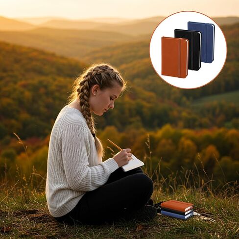 AojSup 12 Pcs Hardcover Leather Pocket Notebook 4.3 x 3 Inch Small Notebook Hardcover Mini Notepad Tiny Lined Journal for Office Home School Writing Supplies (Black, Brown, Blue) in Saudi Arabia