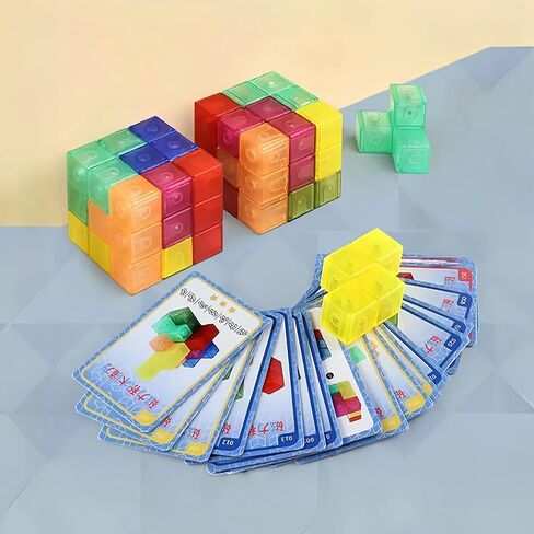 مكعبات بناء مغناطيسية - لعبة لغز مكعب سحرية ثلاثية الأبعاد، مجموعة بناء تعليمية STEM للأطفال والكبار، هدية إبداعية لتحفيز الدماغ وتخفيف التوتر (ب) in Kuwait