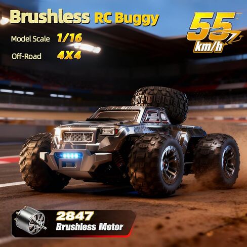Remote Control Car, 1/16 RC Car, 40 KM/H High Speed Remote Control Truck, 4X4 All Terrain Off-Road RC Truck, IPX4 Waterproof Monstertruck, 2.4GHz RC Buggy, 2 Batteries in Saudi Arabia