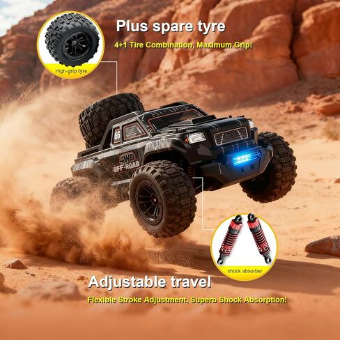 Remote Control Car, 1/16 RC Car, 40 KM/H High Speed Remote Control Truck, 4X4 All Terrain Off-Road RC Truck, IPX4 Waterproof Monstertruck, 2.4GHz RC Buggy, 2 Batteries in Saudi Arabia