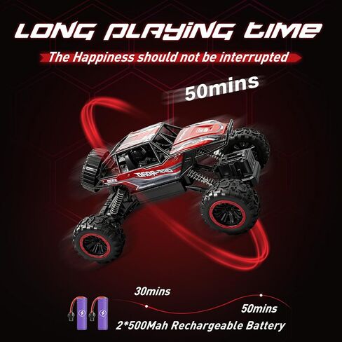 1:12 Large RC Monster Truck for Boys 8-12 with 2 Remote Batteries, 12 MPH Off-Road Remote Control Truck with Light, RC Car Toy Gift for Kids 8-12, 2 Rechargeable Car Batteries in Saudi Arabia