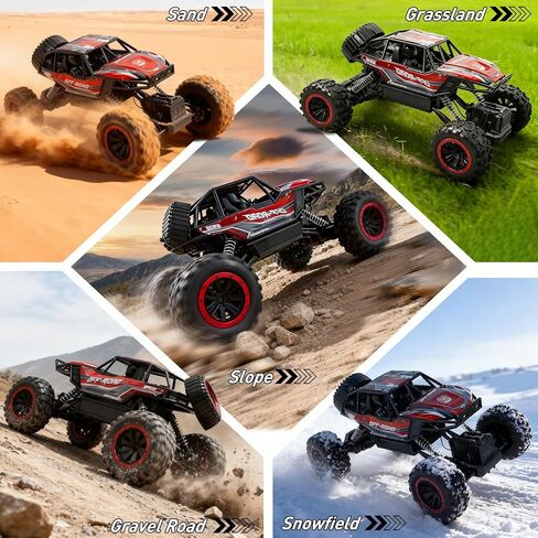 1:12 Large RC Monster Truck for Boys 8-12 with 2 Remote Batteries, 12 MPH Off-Road Remote Control Truck with Light, RC Car Toy Gift for Kids 8-12, 2 Rechargeable Car Batteries in Saudi Arabia
