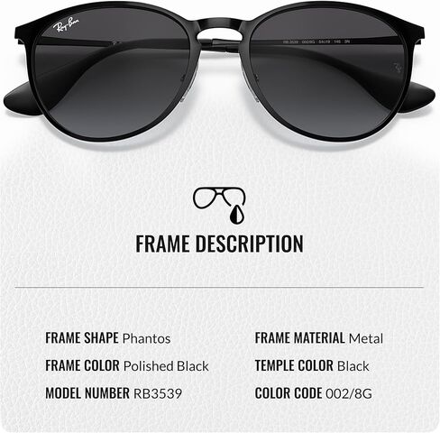 نظارات شمسية Ray-Ban RB3539 ERIKA معدنية مستقطبة على شكل فانتوس مع مجموعة أدوات النظارات - وسادات أنف قابلة للتعديل - نظارات شمسية كلاسيكية مثالية للارتداء الرسمي والعادي in Kuwait