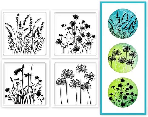 4Pcs 4 Styles PVC Plastic Clear Stamps, Flower Pattern Silicone Stamp, Plant Themed Silicone Transparent Rubber Stamp for DIY Scrapbooking Photo Album Decorative Cards Making, 2.17x2.17inch in Saudi Arabia