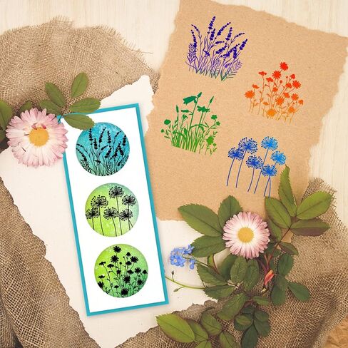 4Pcs 4 Styles PVC Plastic Clear Stamps, Flower Pattern Silicone Stamp, Plant Themed Silicone Transparent Rubber Stamp for DIY Scrapbooking Photo Album Decorative Cards Making, 2.17x2.17inch in Saudi Arabia