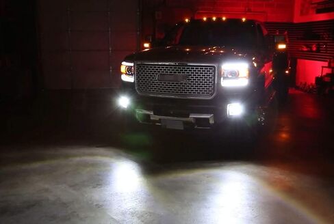 iJDMTOY White LED Pod Light Fog Lamps Compatible with 2015-19 GMC Sierra 2500 3500 HD, Includes 20W High Power LED Cubes, Foglight Bezel Covers, Fog Location Mounting Brackets & Switch Wiring in Saudi Arabia