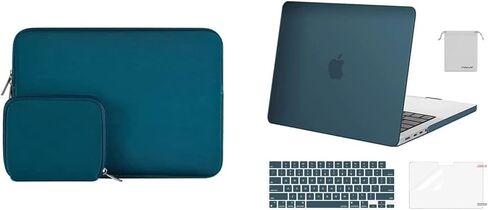 MOSISO Compatible with MacBook Pro 14 inch Case A2442, Neoprene Sleeve Bag&Plastic Hard Shell&Keyboard Cover&Screen Protector&Storage Bag, Deep Teal in Saudi Arabia