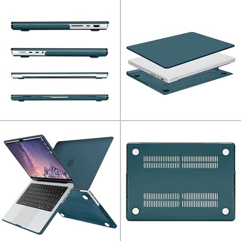 MOSISO Compatible with MacBook Pro 14 inch Case A2442, Neoprene Sleeve Bag&Plastic Hard Shell&Keyboard Cover&Screen Protector&Storage Bag, Deep Teal in Saudi Arabia