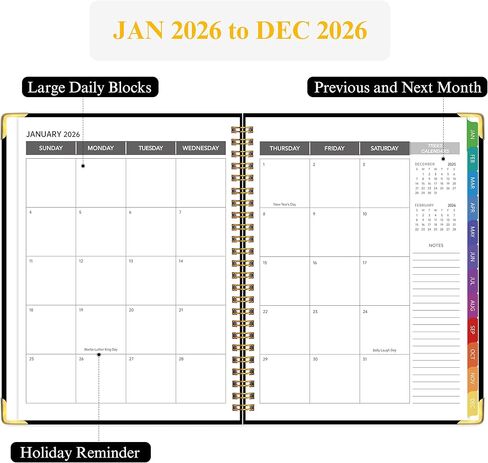 Appointment Book 2026 with Calendar Planner,Hardcover Weekly & Monthly Appointment Planner from Jan 2026-Dec 2026,Daily 7AM - 10 PM Hourly Schedule for Salon,Office, School,Doctor 9" x 11", Black in Saudi Arabia