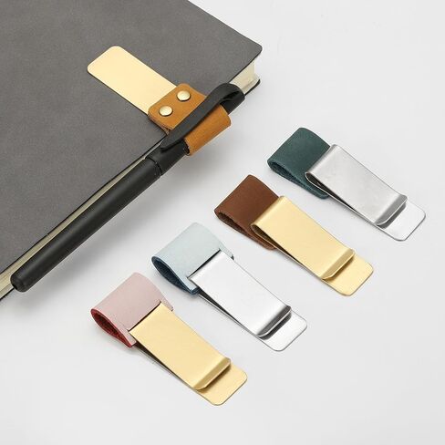 PATIKIL Pen Loop for Notebook, Brass Leather Pencil Holder Pen Clip for Notebook Traveler Journals Planner, Dark Green in Saudi Arabia