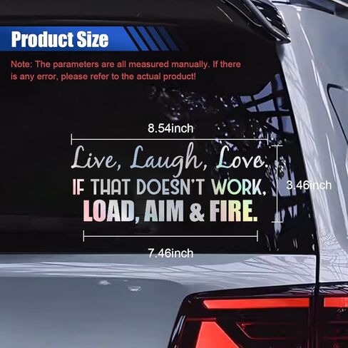 Live Laugh Love If That Doesn't Work Load Aim Fire Car Sticker Decal, Vinyl Funny Car Bumper Sticker, Car Exterior Decoration Accessories for Car, Truck, SUV, Walls, Windows, Laptop (White) in Saudi Arabia