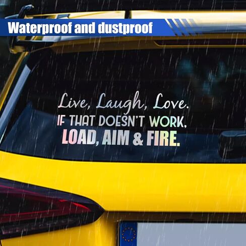 Live Laugh Love If That Doesn't Work Load Aim Fire Car Sticker Decal, Vinyl Funny Car Bumper Sticker, Car Exterior Decoration Accessories for Car, Truck, SUV, Walls, Windows, Laptop (White) in Saudi Arabia