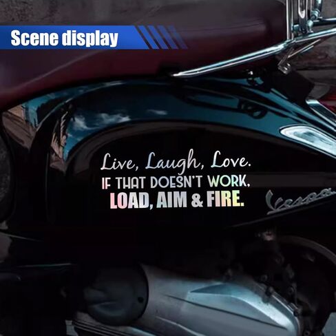 Live Laugh Love If That Doesn't Work Load Aim Fire Car Sticker Decal, Vinyl Funny Car Bumper Sticker, Car Exterior Decoration Accessories for Car, Truck, SUV, Walls, Windows, Laptop (White) in Saudi Arabia