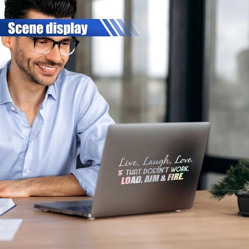 Live Laugh Love If That Doesn't Work Load Aim Fire Car Sticker Decal, Vinyl Funny Car Bumper Sticker, Car Exterior Decoration Accessories for Car, Truck, SUV, Walls, Windows, Laptop (White) in Saudi Arabia