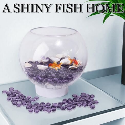 50Pcs Mini Glass Marble,Purple Mancala Stones Flat Beads for Vase Filler Home Decorative Art Craft(0.5"~0.8") in Saudi Arabia