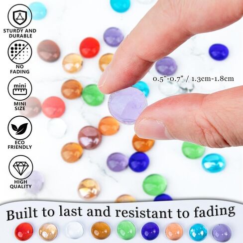 50Pcs Mini Glass Marble,Purple Mancala Stones Flat Beads for Vase Filler Home Decorative Art Craft(0.5"~0.8") in Saudi Arabia