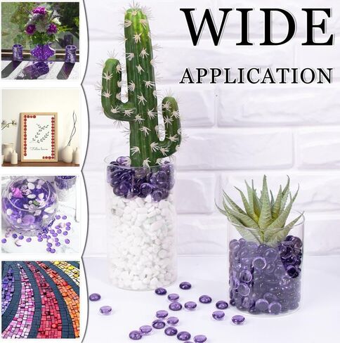 50Pcs Mini Glass Marble,Purple Mancala Stones Flat Beads for Vase Filler Home Decorative Art Craft(0.5"~0.8") in Saudi Arabia